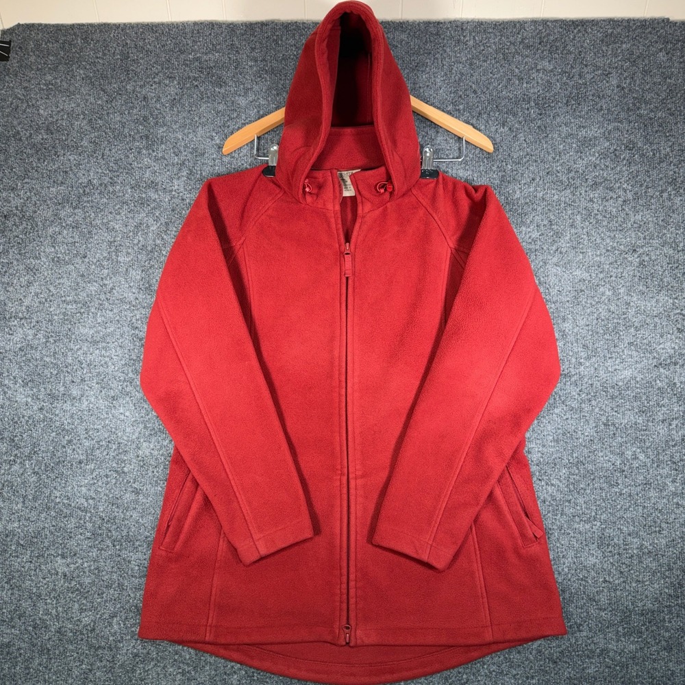Duluth Trading Co Shoreline Fleece Hoodie Jacket Womens Medium Red Thick Outdoor